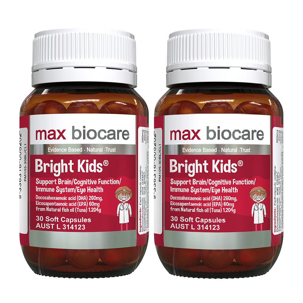 MAX BIOCARE Bright Kids 2 x 30 Soft Capsules (Expiry 11/2025) - Special Bundles