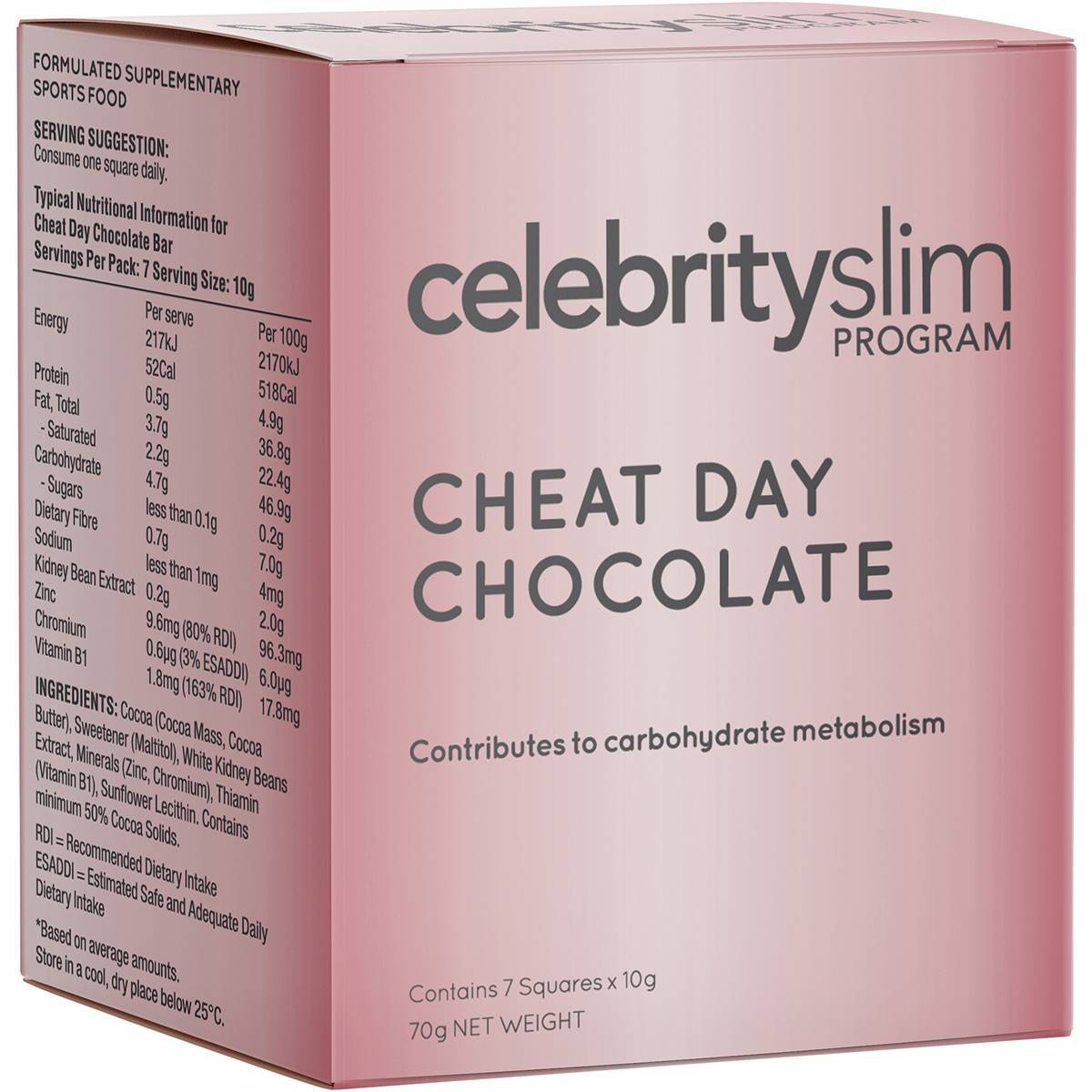 Celebrity Slim Cheat Day Chocolate Squares 7 x 10g