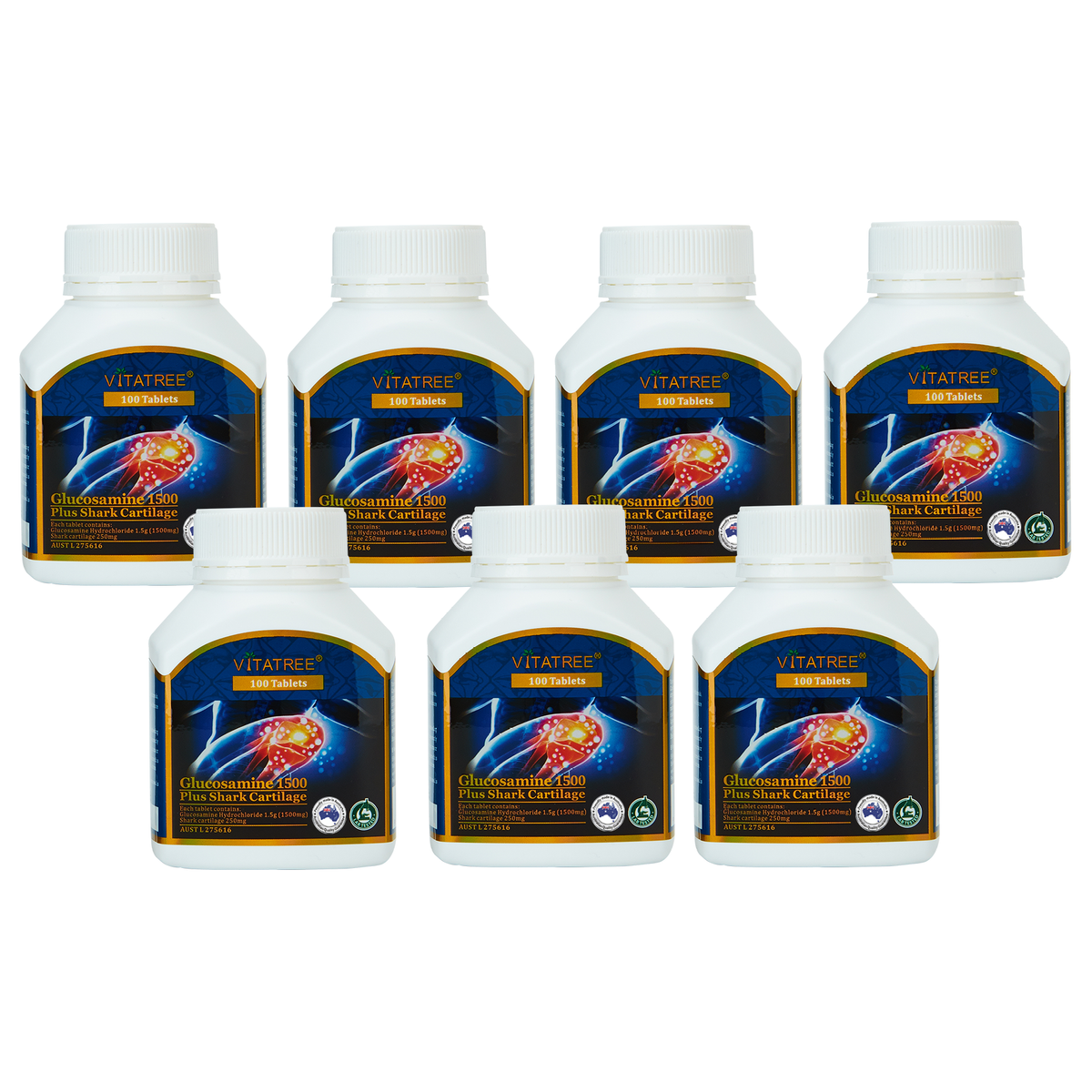 VITATREE Glucosamine 1500 plus Shark Cartilage 250mg 7 x 100 Tablets - Special Bundle