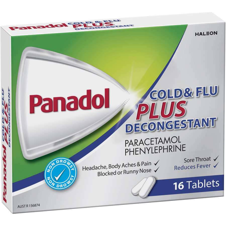 Panadol Cold & Flu Plus Decongestant 16 Tablets