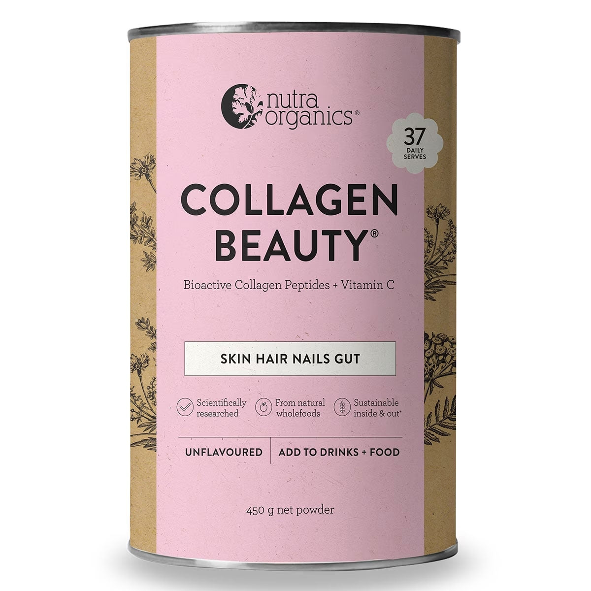 Nutra Organics Collagen Beauty Unflavoured Powder 450g