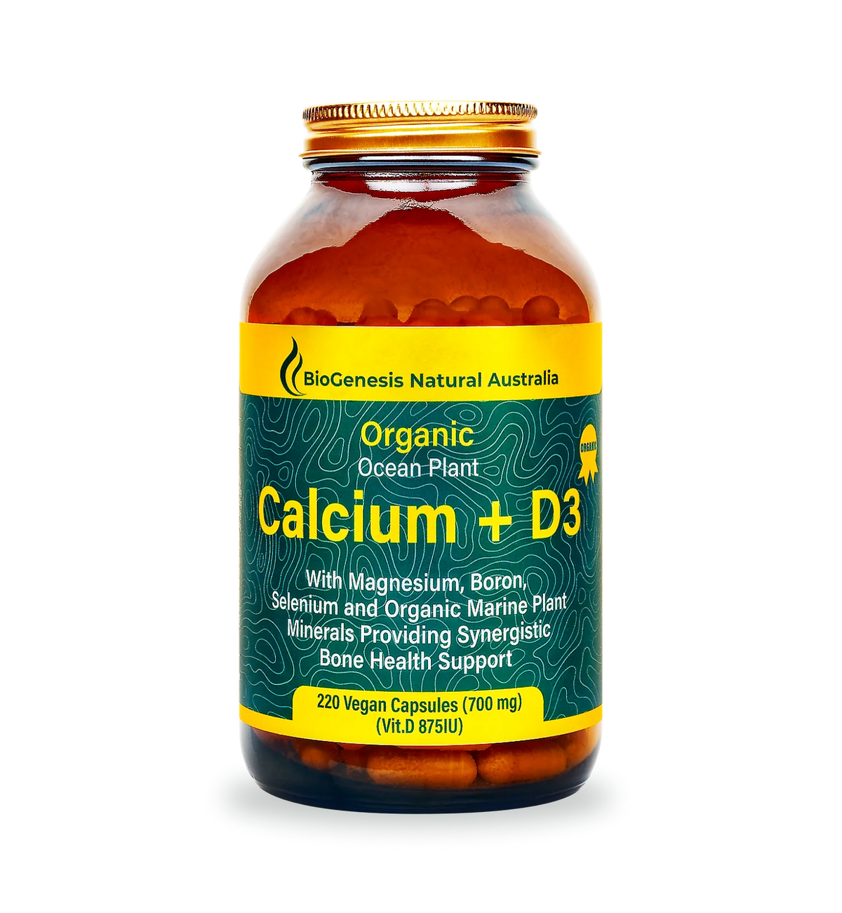 BioGenesis Natural Australia Organic Ocean Plant Calcium + D3 220 Capsules (Expiry 11/2025)
