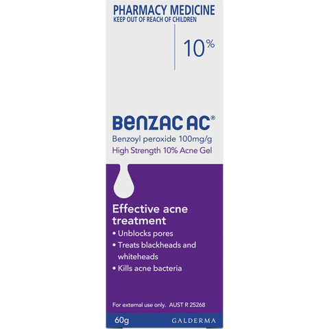 Benzac AC High Strength 10% Acne Gel 60g (Limit ONE per Order) Benzac AC High Strength 10% Acne Gel 60g (Limit ONE per Order)