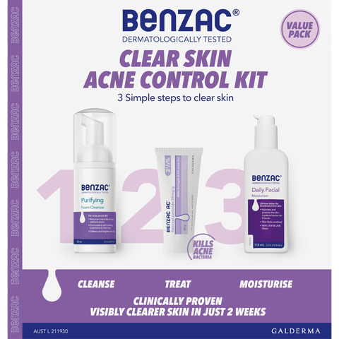 Benzac 3 Step Clear Skin Acne Control Kit Benzac 3 Step Clear Skin Acne Control Kit