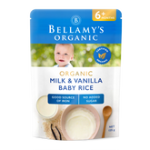 Bellamy's Organic Milk & Vanilla Baby Rice Cereal 6+ Months 125g