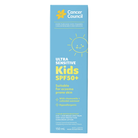 Cancer Council Ultra Sensitive Kids Sunscreen SPF50+ 150mL Cancer Council Ultra Sensitive Kids Sunscreen SPF50+ 150mL
