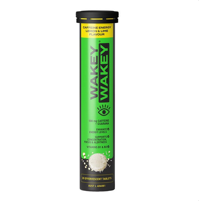 Wakey Wakey Caffeine Effervescent Lemon & Lime Flavour 20 Tablets