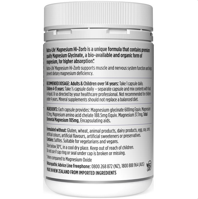 NutraLife Magnesium HiZorb 120 Capsules Better Value Pharmacy