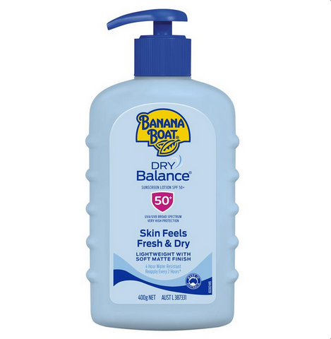Banana Boat SPF 50+ Dry Balance Sunscreen Lotion 400g Banana Boat SPF 50+ Dry Balance Sunscreen Lotion 400g
