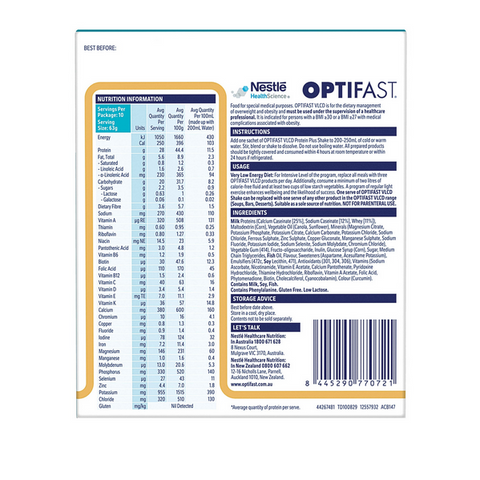 Optifast VLCD Protein Plus Creamy Vanilla Flavour Shakes 63g x 10 Sachets Optifast VLCD Protein Plus Creamy Vanilla Flavour Shakes 63g x 10 Sachets