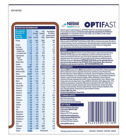 OPTIFAST VLCD Shake Chocolate - 12 Pack 53g Sachets OPTIFAST VLCD Shake Chocolate - 12 Pack 53g Sachets