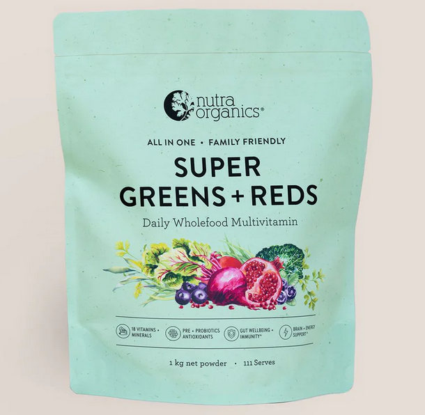 Nutra Organics Super Greens + Reds 1kg (Ships November)
