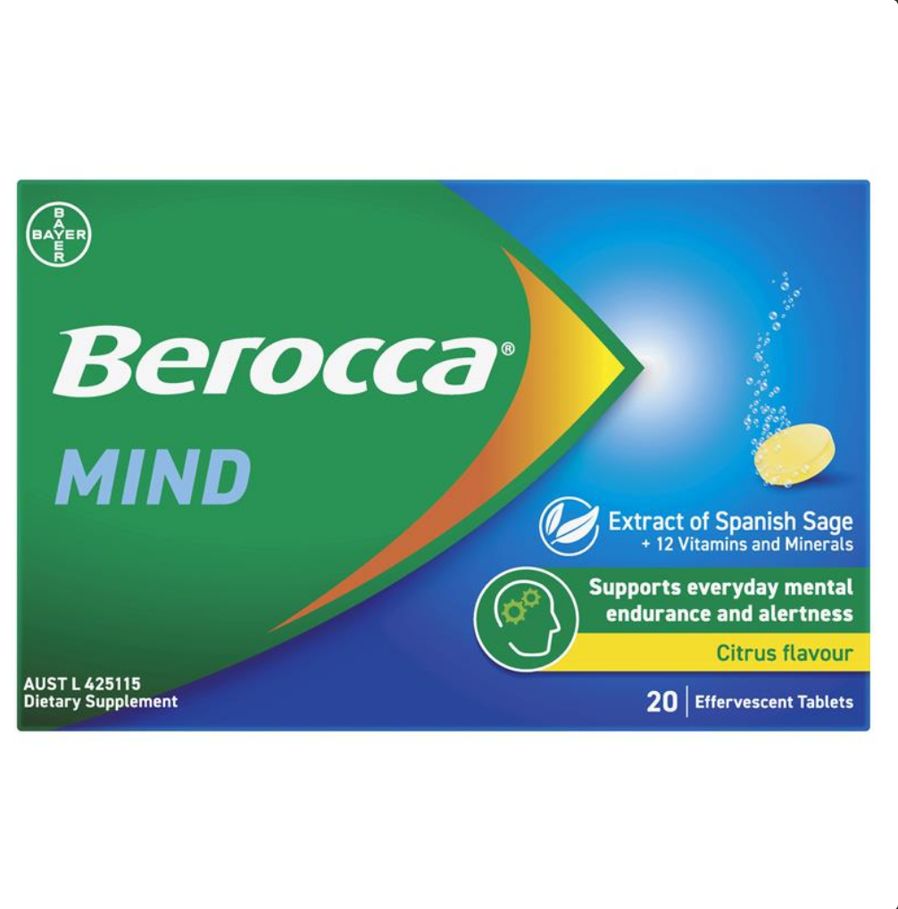 Berocca Mind Citrus 20 Effervescent Tablets (Expiry 07/2026)