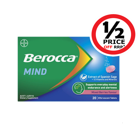 Berocca Mind Mixed Berries 20 Effervescent Tablets (Expiry 05/2026) Berocca Mind Mixed Berries 20 Effervescent Tablets (Expiry 05/2026)