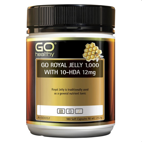 GO Healthy Royal Jelly 1000mg 10 HDA 12mg 180 Capsules (expiry 3/26 ) GO Healthy Royal Jelly 1000mg 10 HDA 12mg 180 Capsules (expiry 3/26 )