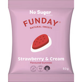 Funday Natural Sweets No Sugar Added Strawberry & Cream Flavoured Gummies 50g