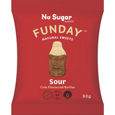 Funday Natural Sweets No Sugar Added Sour Cola Flavoured Bottles 50g