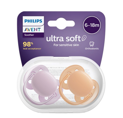 Avent Ultra Soft Soother Plain 6-18 Months 2 Pack Avent Ultra Soft Soother Plain 6-18 Months 2 Pack