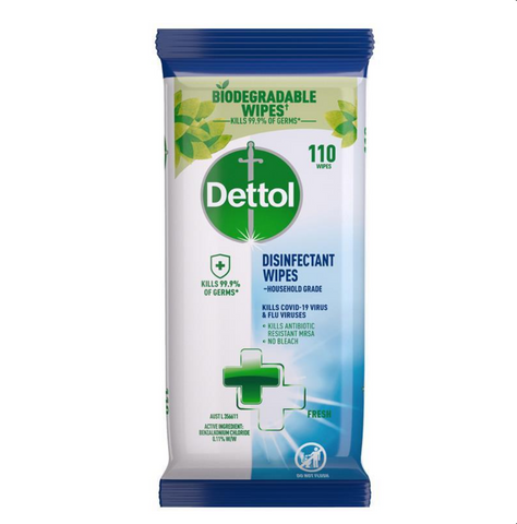 Dettol Antibacterial Disinfectant Surface Biodegradable Cleaning Wipes 110 Pack Dettol Antibacterial Disinfectant Surface Biodegradable Cleaning Wipes 110 Pack