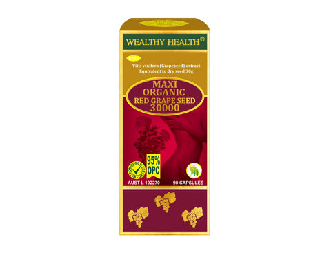 Wealthy Health Maxi Organic Red Grape Seed 30000mg 90 Capsules Wealthy Health Maxi Organic Red Grape Seed 30000mg 90 Capsules