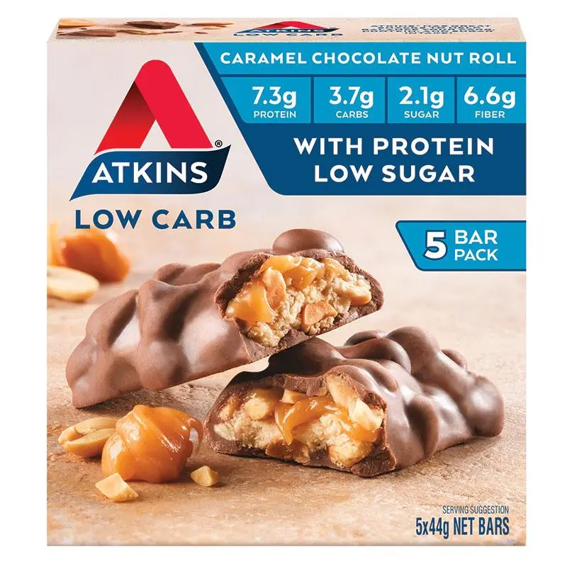 Atkins Caramel Chocolate Nut Roll 5 bars x 44g