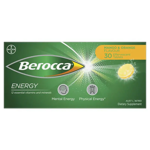 Berocca Energy Vitamin Mango & Orange 30 Effervescent Tablets Berocca Energy Vitamin Mango & Orange 30 Effervescent Tablets