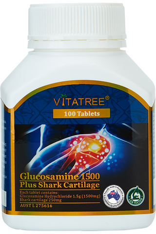 VITATREE Glucosamine 1500 plus Shark Cartilage 250mg 100 Tablets VITATREE Glucosamine 1500 plus Shark Cartilage 250mg 100 Tablets