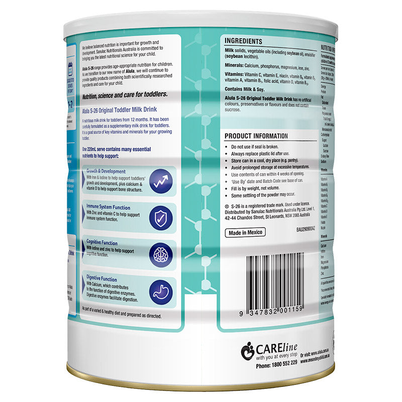S26 Alula Original Stage 3 Toddler Milk Drink 1 Year+ 900g S26 Alula Original Stage 3 Toddler Milk Drink 1 Year+ 900g