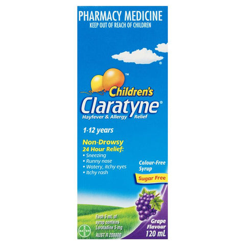 Claratyne Children's Hayfever & Allergy Relief Antihistamine Grape Flavoured Syrup 120ml (Limit ONE per Order) Claratyne Children's Hayfever & Allergy Relief Antihistamine Grape Flavoured Syrup 120ml (Limit ONE per Order)