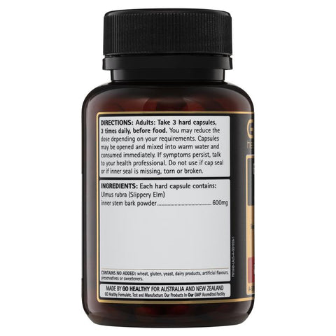 Go Healthy Slippery Elm 600mg 60 Vege Capsules Go Healthy Slippery Elm 600mg 60 Vege Capsules