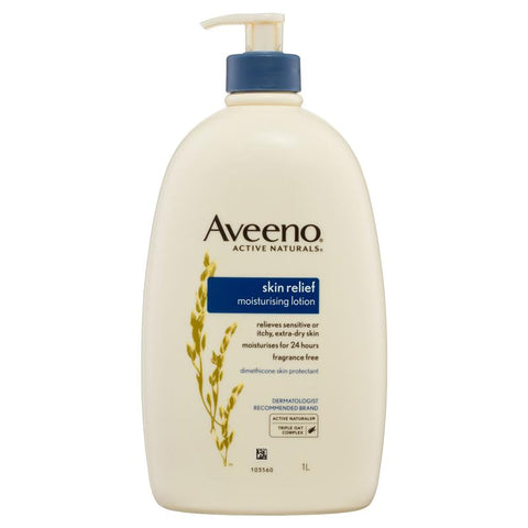 Aveeno Active Naturals Skin Relief Moisturising Lotion Fragrance Free 1L Aveeno Active Naturals Skin Relief Moisturising Lotion Fragrance Free 1L