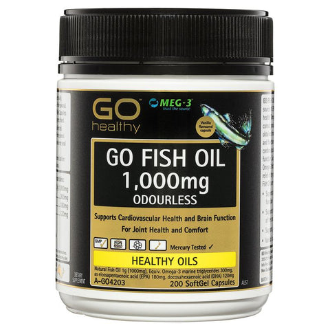 GO Healthy Fish Oil 1000mg Odourless 200 Softgel Capsules GO Healthy Fish Oil 1000mg Odourless 200 Softgel Capsules