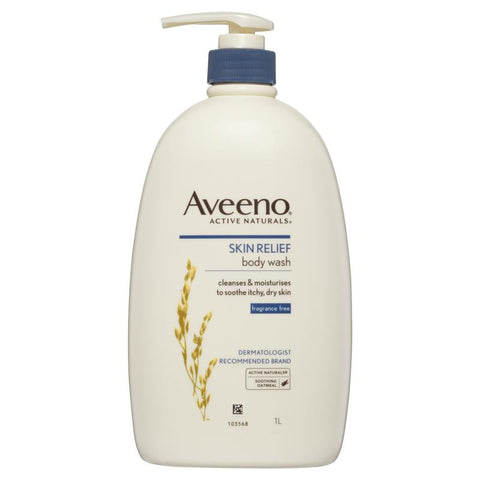 Aveeno Active Naturals Skin Relief Moisturising Body Wash Fragrance Free 1L Aveeno Active Naturals Skin Relief Moisturising Body Wash Fragrance Free 1L