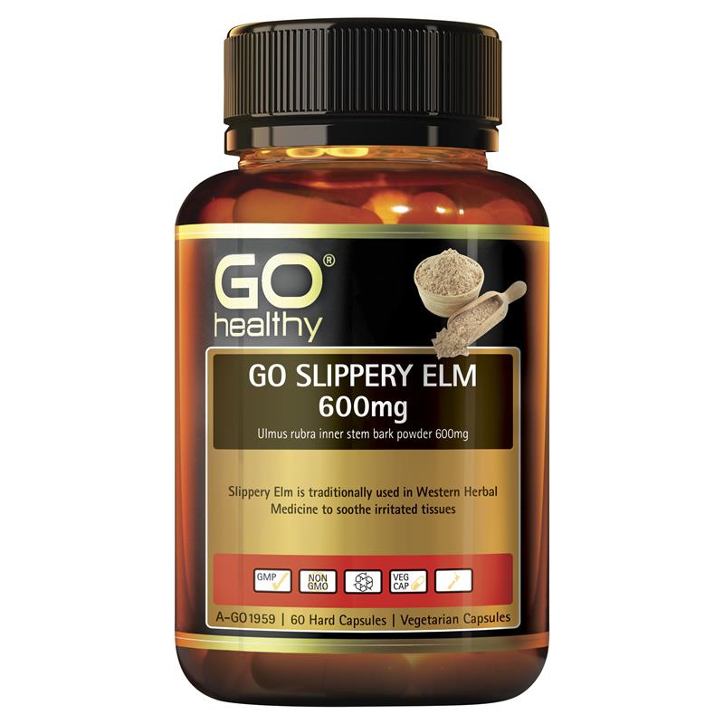 Go Healthy Slippery Elm 600mg 60 Vege Capsules