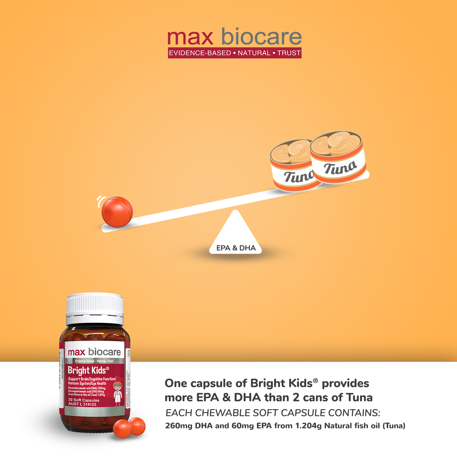MAX BIOCARE Bright Kids 2 x 30 Soft Capsules (Expiry 11/2025) - Special Bundles MAX BIOCARE Bright Kids 2 x 30 Soft Capsules (Expiry 11/2025) - Special Bundles