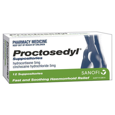 Proctosedyl Suppositories 12 (Limit ONE per Order) Proctosedyl Suppositories 12 (Limit ONE per Order)