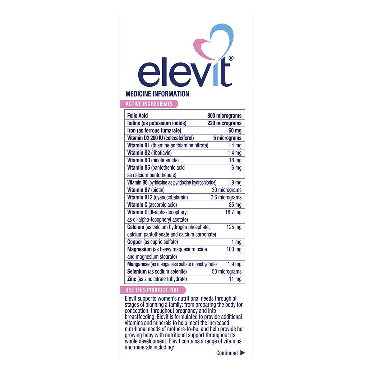 Elevit Pregnancy Multivitamin 30 Tablets