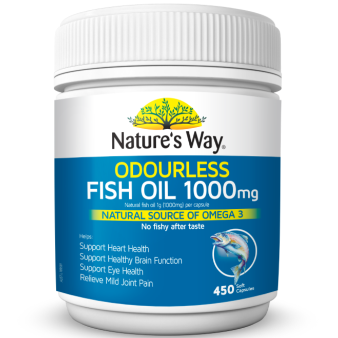 Nature's Way Odourless Fish Oil 1000mg 450 Capsules (expiry 10/25)