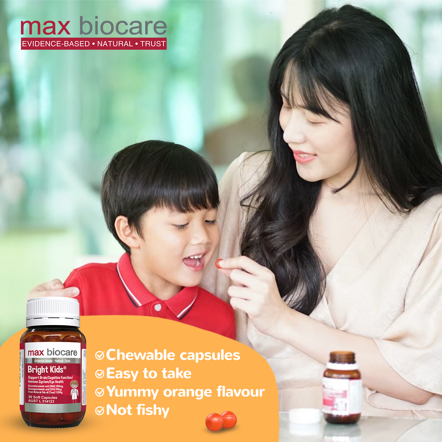 MAX BIOCARE Bright Kids 2 x 30 Soft Capsules (Expiry 11/2025) - Special Bundles MAX BIOCARE Bright Kids 2 x 30 Soft Capsules (Expiry 11/2025) - Special Bundles