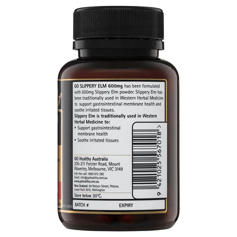 Go Healthy Slippery Elm 600mg 60 Vege Capsules Go Healthy Slippery Elm 600mg 60 Vege Capsules