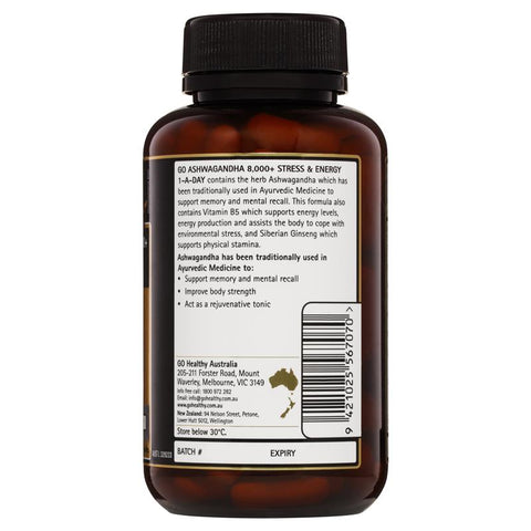 Go Healthy Ashwagandha 8000+ Stress & Energy 1-a-day 120 Vege Capsules Go Healthy Ashwagandha 8000+ Stress & Energy 1-a-day 120 Vege Capsules