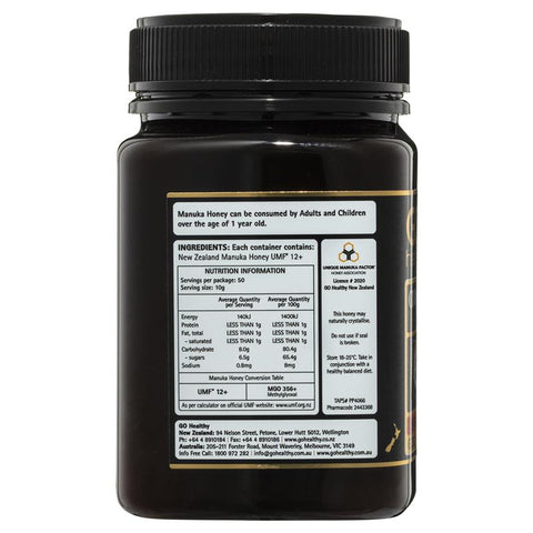 GO Healthy Manuka Honey UMF 12+ (MGO 350+) 500gm GO Healthy Manuka Honey UMF 12+ (MGO 350+) 500gm