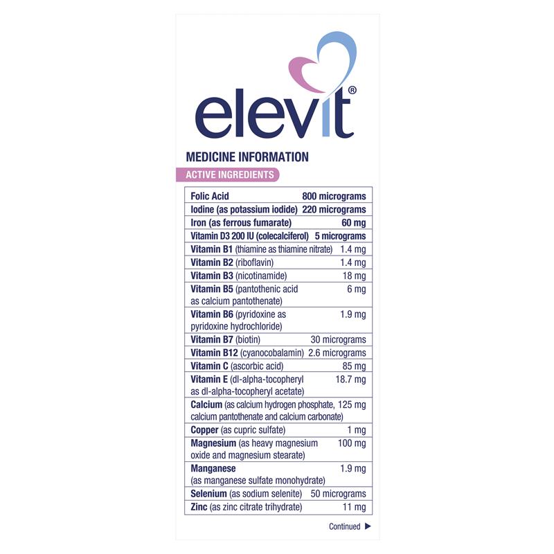 Elevit Pregnancy Multivitamin Tablets 100 Pack (100 Days) (Limit of ONE per Order)