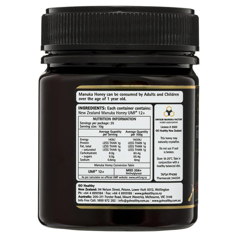 GO Healthy Manuka Honey UMF 12+ (MGO Healthy 356+) 250gm