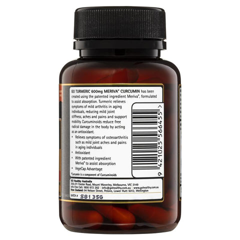GO Healthy Turmeric 600mg Meriva Curcumin 60 Vege Capsules GO Healthy Turmeric 600mg Meriva Curcumin 60 Vege Capsules