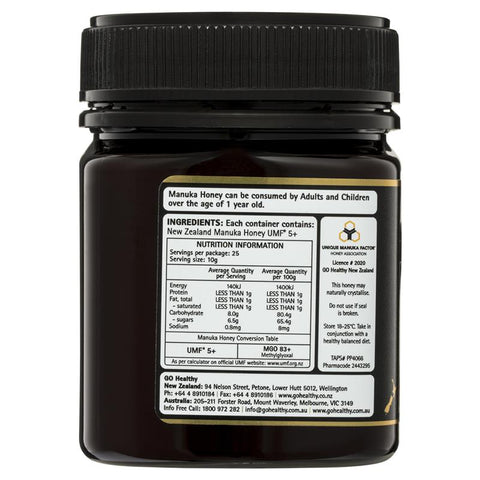 GO Healthy Manuka Honey UMF 5+ (MGO 83+) 250gm GO Healthy Manuka Honey UMF 5+ (MGO 83+) 250gm