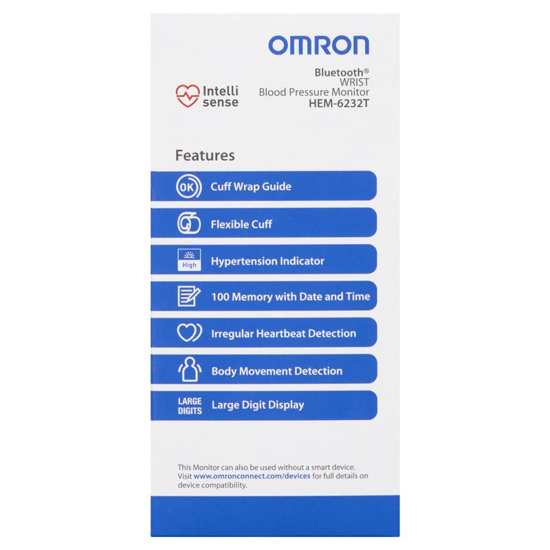 Omron HEM 6232T Bluetooth Wrist Blood Pressure Monitor