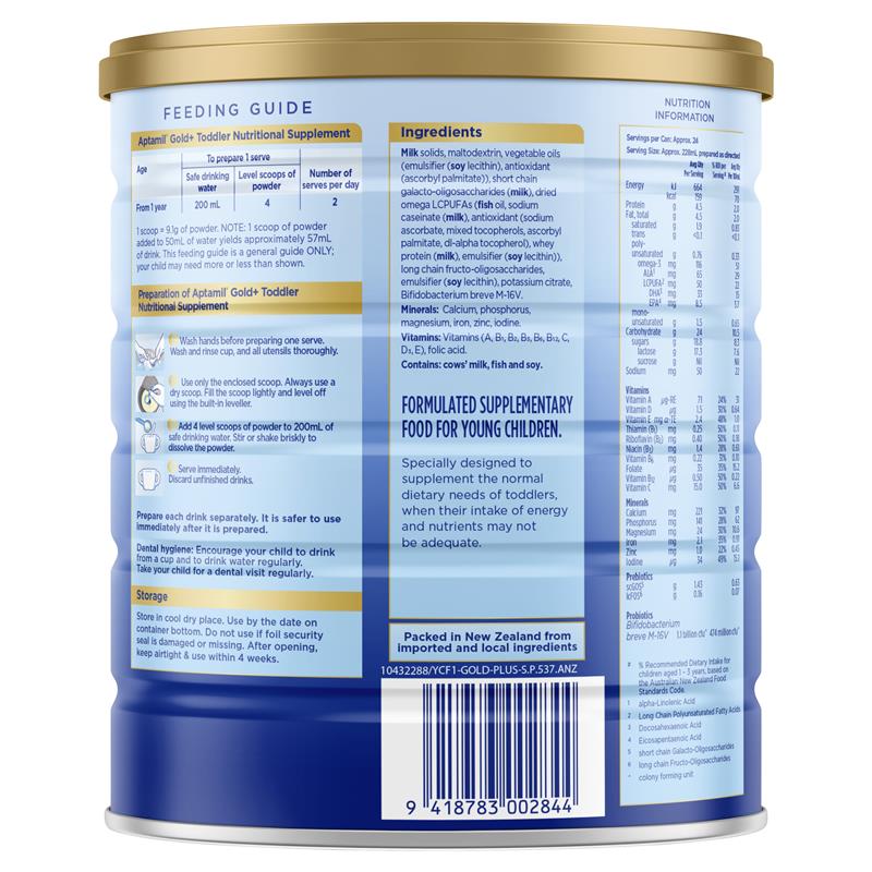 Aptamil Gold+ 3 Toddler Nutritional Supplement From 1 Year 900g Aptamil Gold+ 3 Toddler Nutritional Supplement From 1 Year 900g