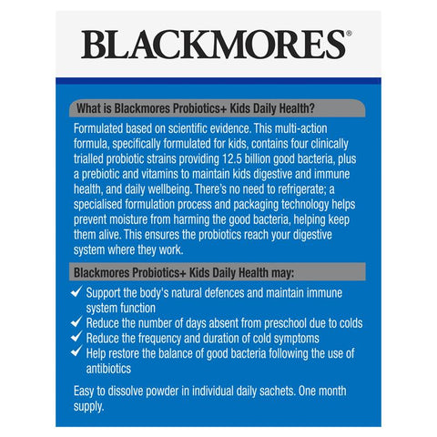 Blackmores Probiotics+ Kids Daily 30 x 1.3g Oral Powder Sachets Blackmores Probiotics+ Kids Daily 30 x 1.3g Oral Powder Sachets