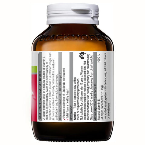 Blackmores Natural Vitamin E 1000IU 100 Capsules Blackmores Natural Vitamin E 1000IU 100 Capsules